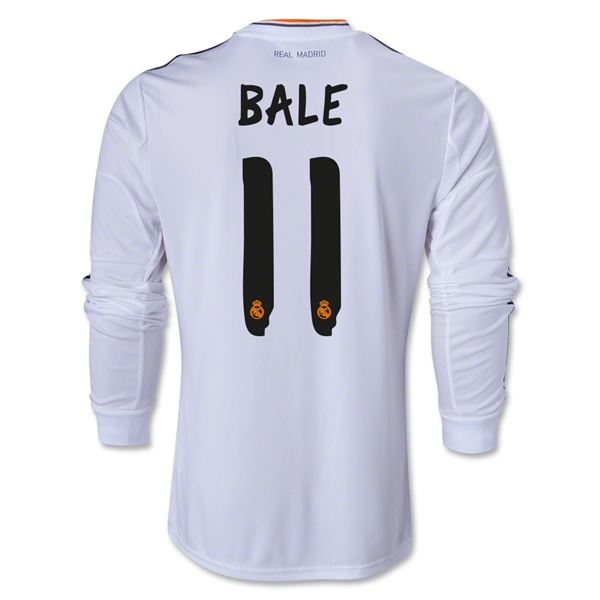 13-14 Real Madrid #11 BALE Home Long Sleeve Jersey Shirt